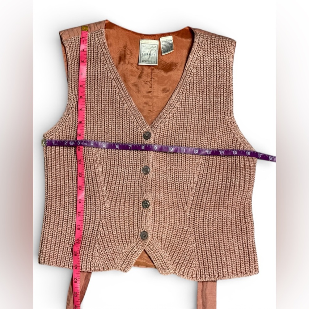 Vintage Liz Claiborne Studio Knit Button Vest - Picture 4 of 5